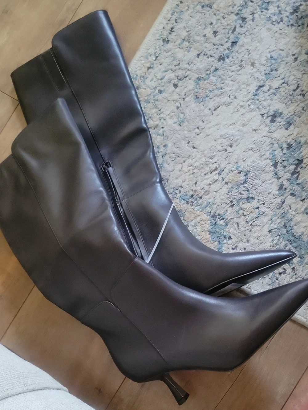 SAM EDELMAN Women's Tall Pointed-Toe Leather Boots in Dark Brown
